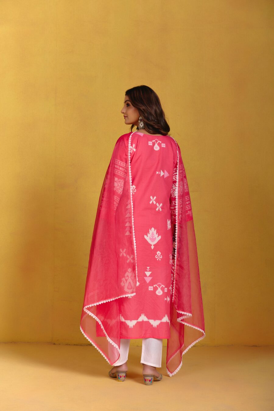 Bright Pink Digital Printed Kurti Set - View 3 | PPAVAKEY Ethnic Wear