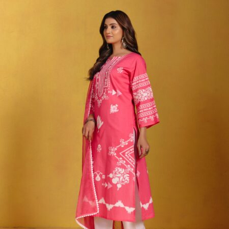 Bright Pink Digital Printed Kurti Set 5