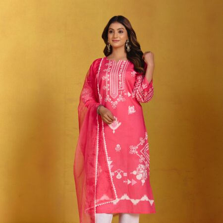 Bright Pink Digital Printed Kurti Set 6