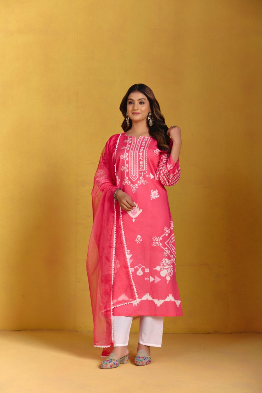 Bright Pink Digital Printed Kurti Set 6