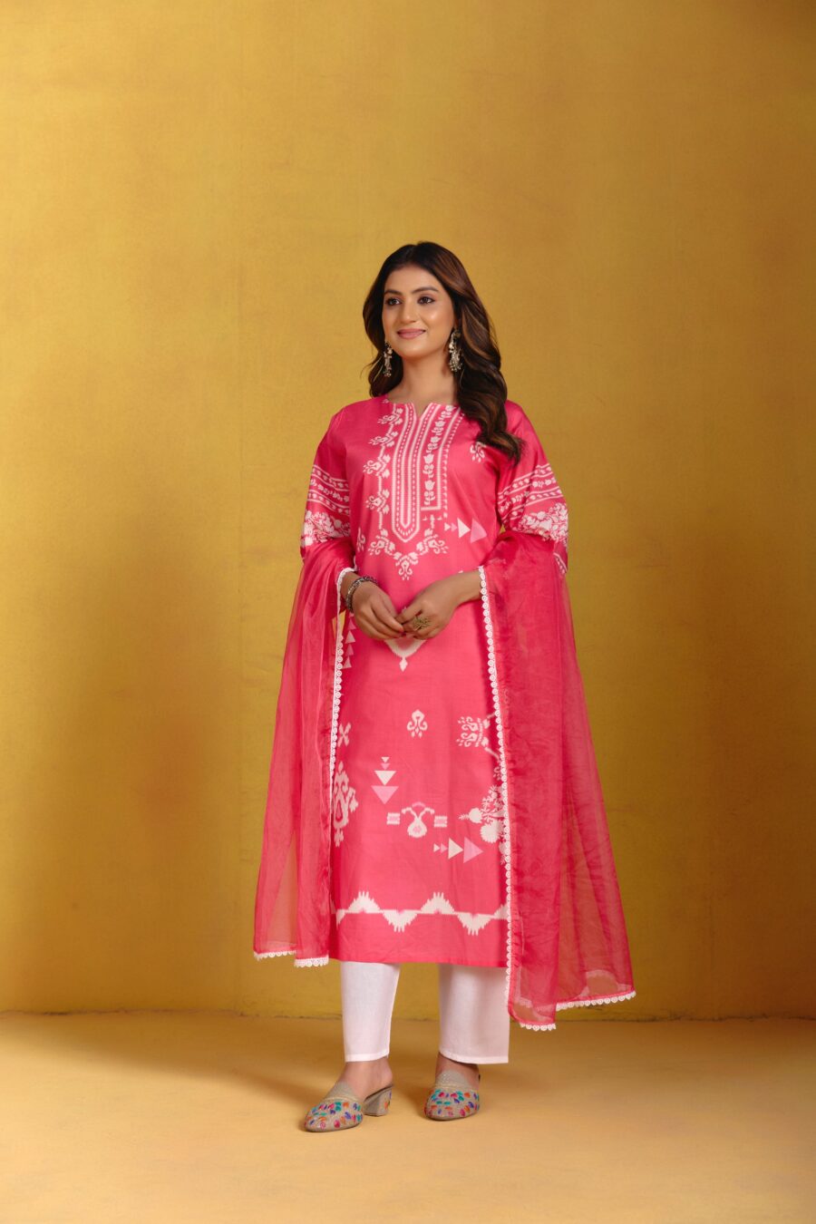Bright Pink Digital Printed Kurti Set - View 7 | PPAVAKEY Ethnic Wear