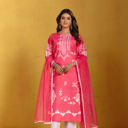 Bright Pink Digital Printed Kurti Set - View 9 | PPAVAKEY Ethnic Wear