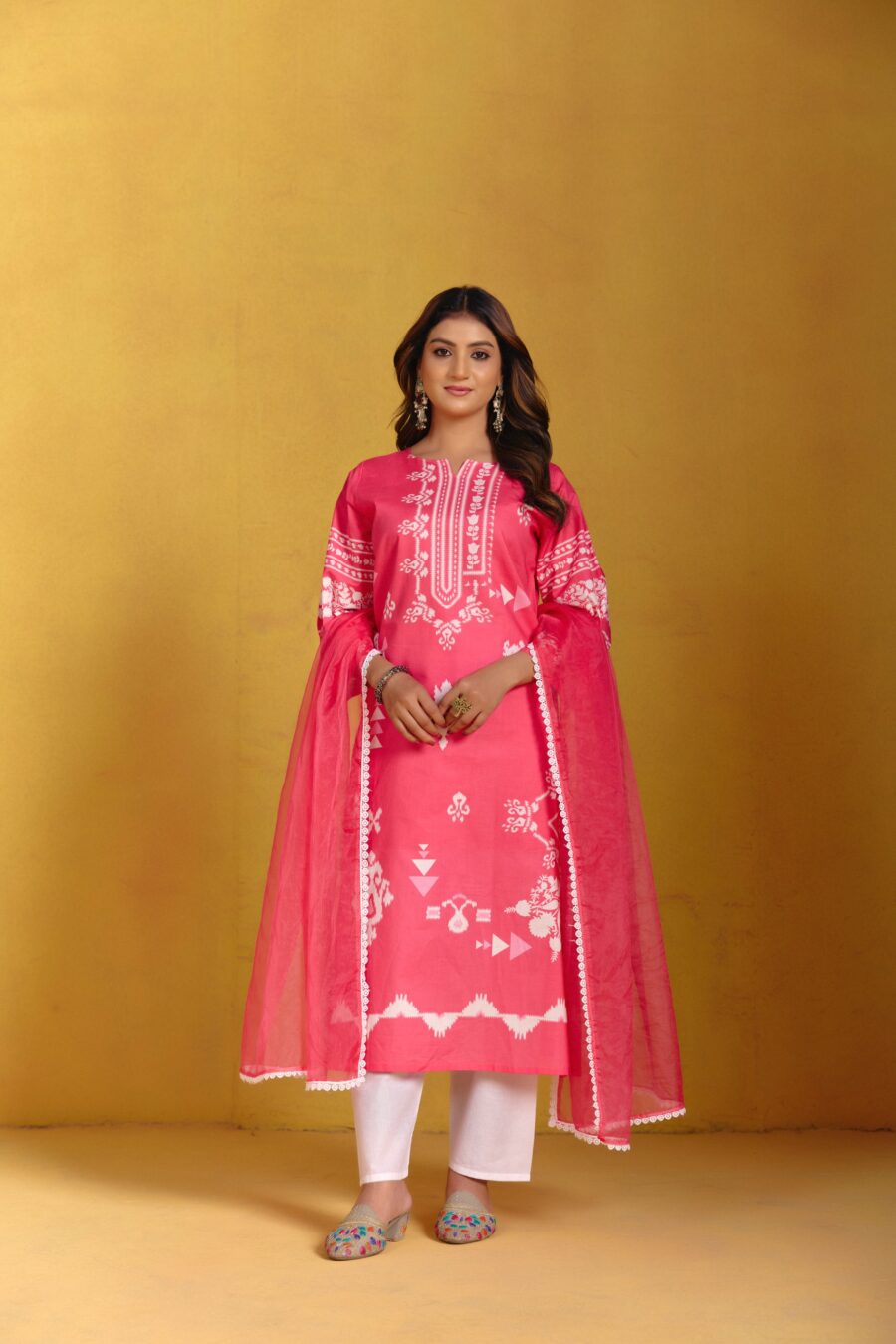 Bright Pink Digital Printed Kurti Set - View 9 | PPAVAKEY Ethnic Wear