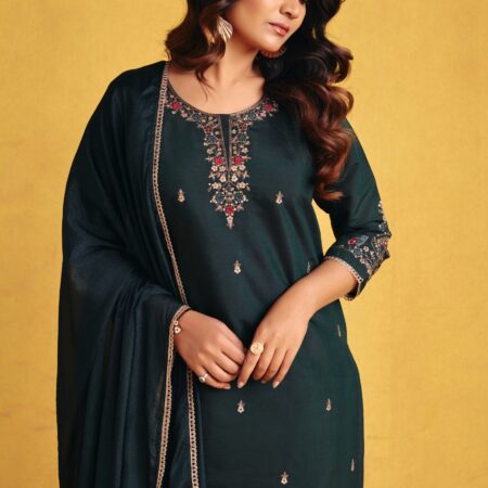 Dark Green Kurta Set - View 2 | PPAVAKEY Ethnic Wear