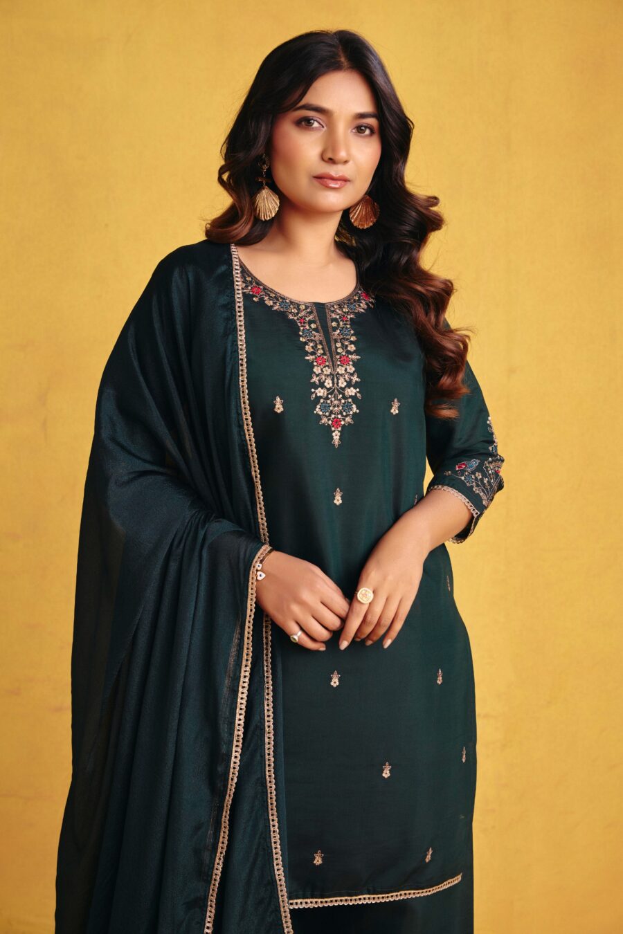 Dark Green Kurta Set - View 4 | PPAVAKEY Ethnic Wear