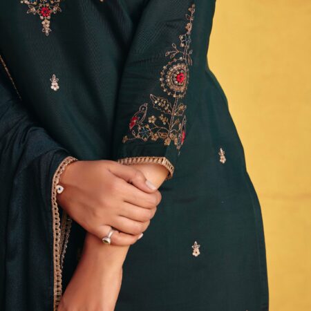 Dark Green Kurta Set - View 5 | PPAVAKEY Ethnic Wear