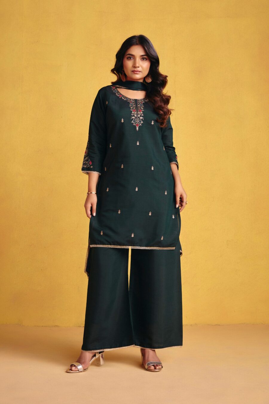 Dark Green Kurta Set - View 6 | PPAVAKEY Ethnic Wear