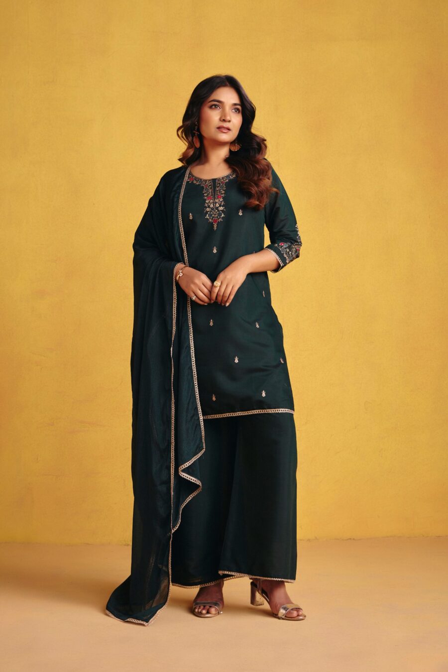 Dark Green Kurta Set - View 7 | PPAVAKEY Ethnic Wear