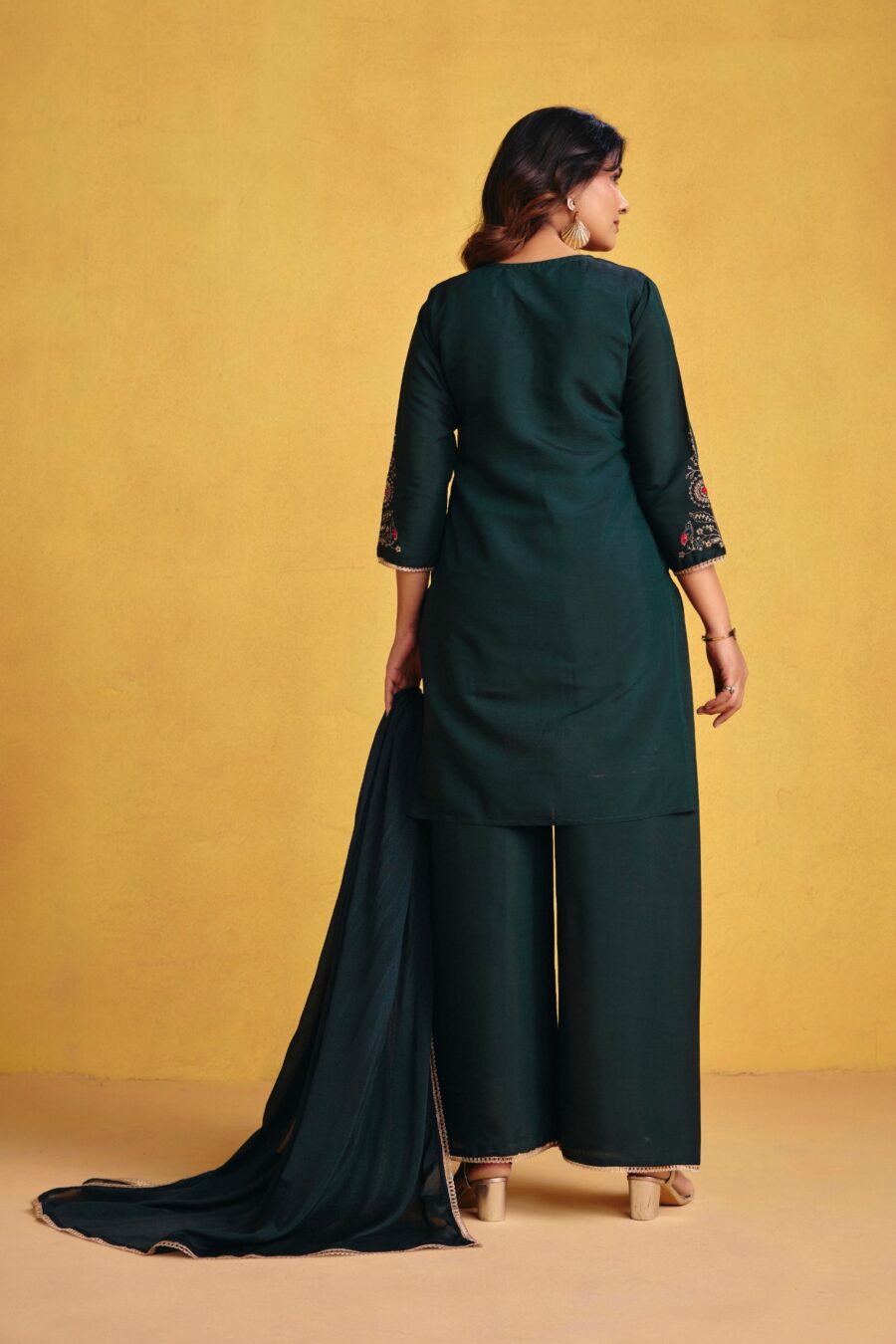 Dark Green Kurta Set - View 8 | PPAVAKEY Ethnic Wear