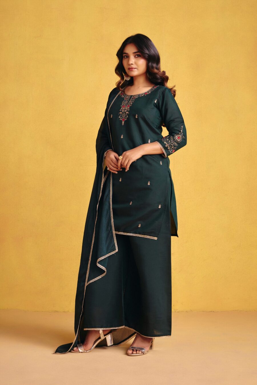 Dark Green Kurta Set - View 9 | PPAVAKEY Ethnic Wear