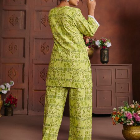 Green Cotton Printed Co-ord set - View 9 | PPAVAKEY Ethnic Wear