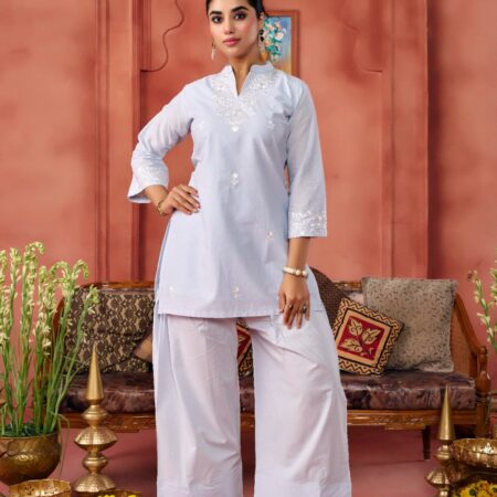 Grey Cotton Embroidered Kurta Set - View 4 | PPAVAKEY Ethnic Wear