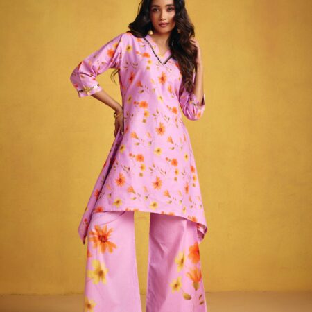 Lavender Floral Kurta Set