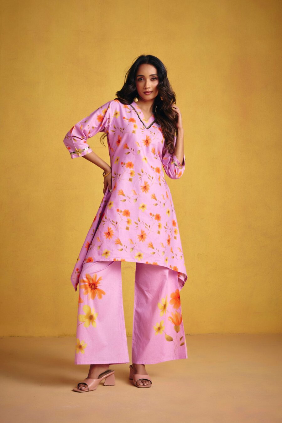 Lavender Floral Kurta Set