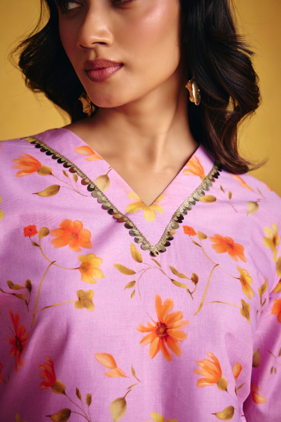 Lavender Floral Kurta Set - View 8 | PPAVAKEY Ethnic Wear