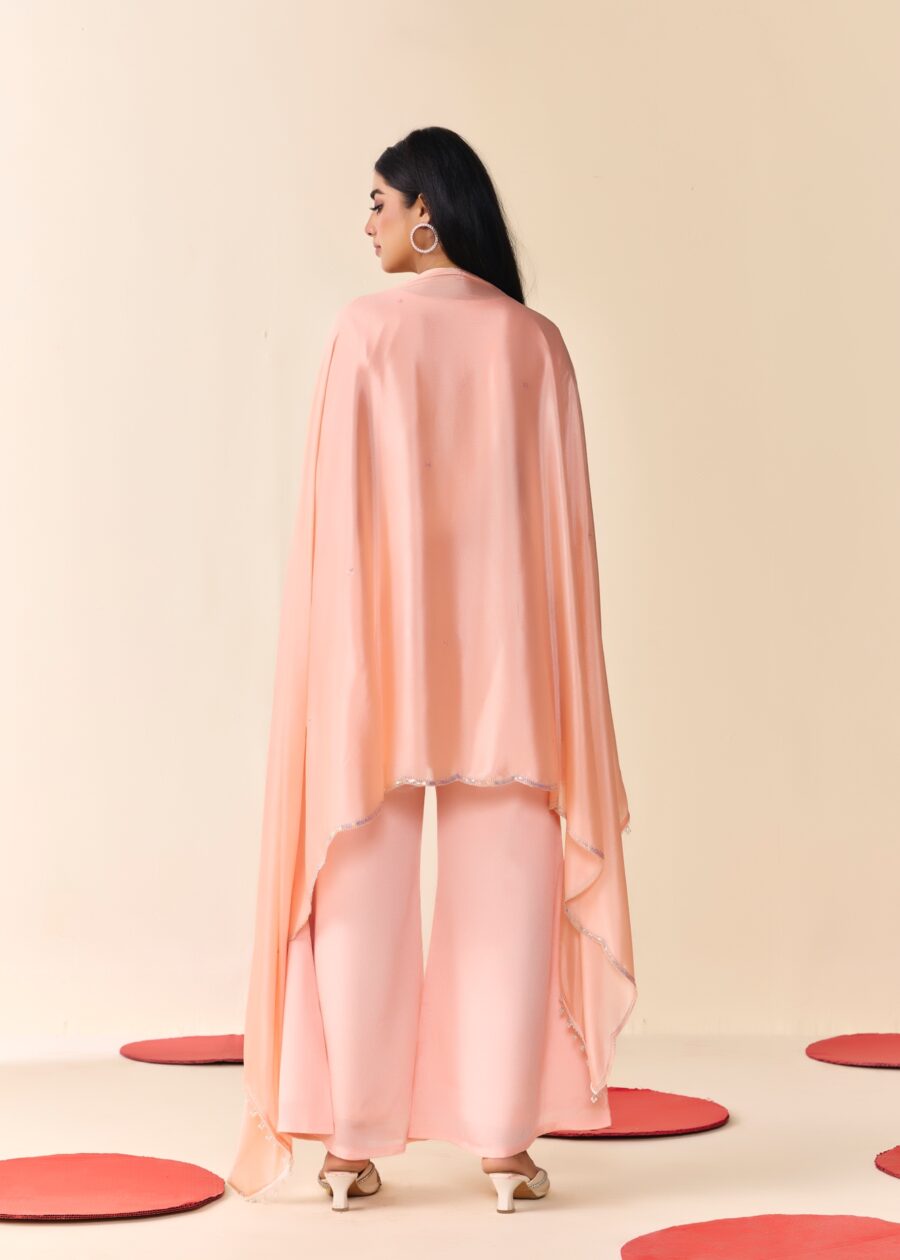 Light Pink Beaded Handwork Kurti set With Dupatta - View 6 | PPAVAKEY Ethnic Wear
