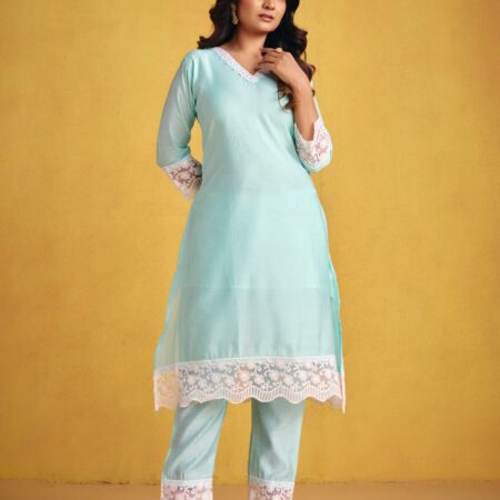 Mint Green Kurta Set - View 2 | PPAVAKEY Ethnic Wear
