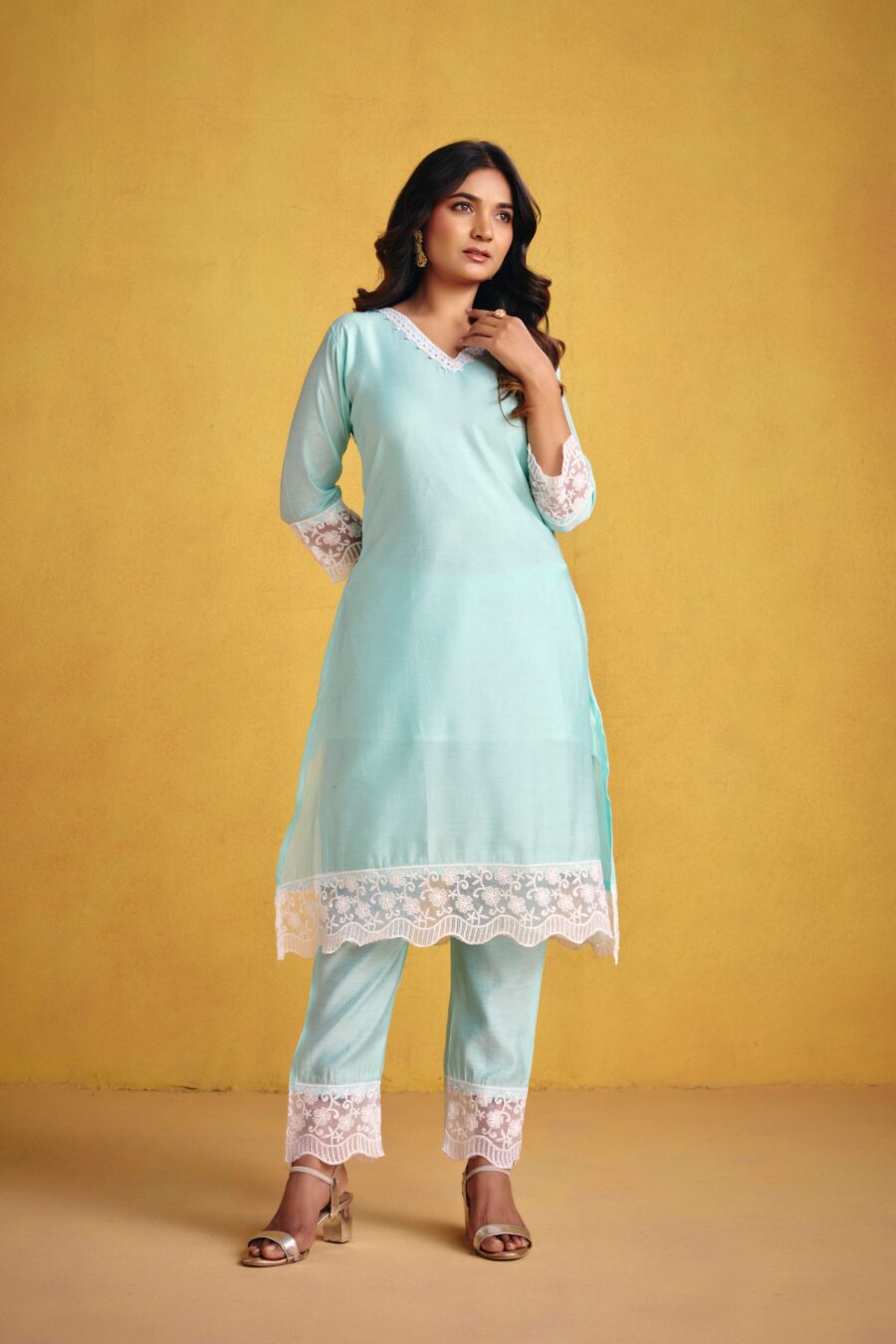 Mint Green Kurta Set - View 2 | PPAVAKEY Ethnic Wear