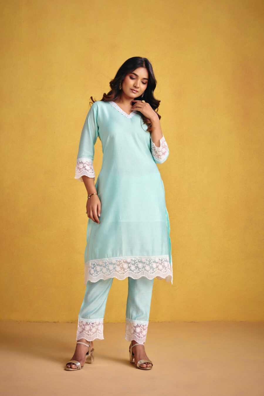 Mint Green Kurta Set - View 3 | PPAVAKEY Ethnic Wear