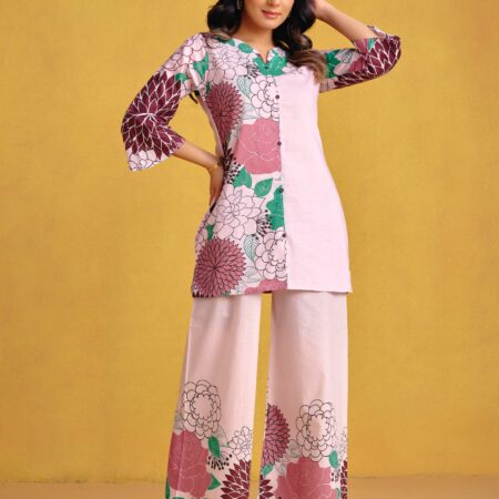 Mocha Brown Digital Printed Co-ord Set - View 2 | PPAVAKEY Ethnic Wear