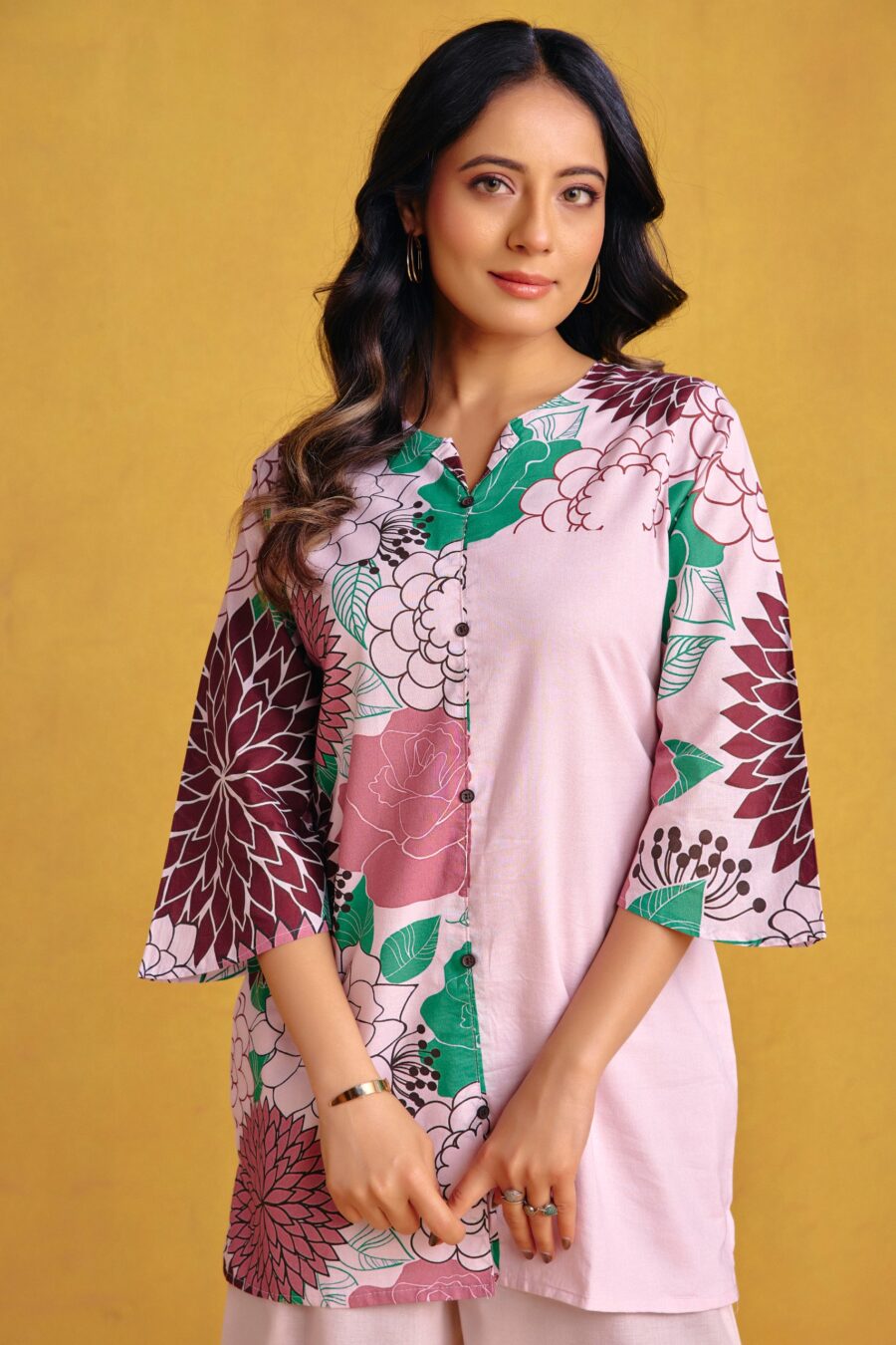 Mocha Brown Digital Printed Co-ord Set - View 6 | PPAVAKEY Ethnic Wear