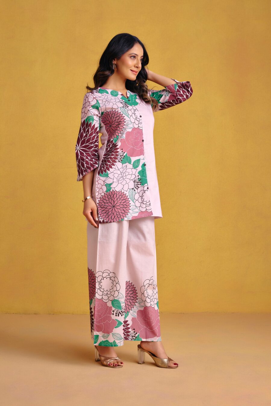 Mocha Brown Digital Printed Co-ord Set - View 7 | PPAVAKEY Ethnic Wear