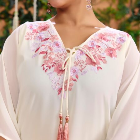 Off-white Beaded Handwork Kaftan Set - View 8 | PPAVAKEY Ethnic Wear
