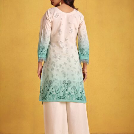 Ombre Sea Green Kurta Set - View 2 | PPAVAKEY Ethnic Wear