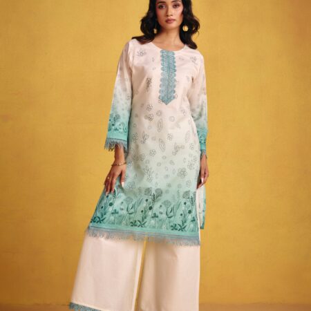 Ombre Sea Green Kurta Set - View 3 | PPAVAKEY Ethnic Wear