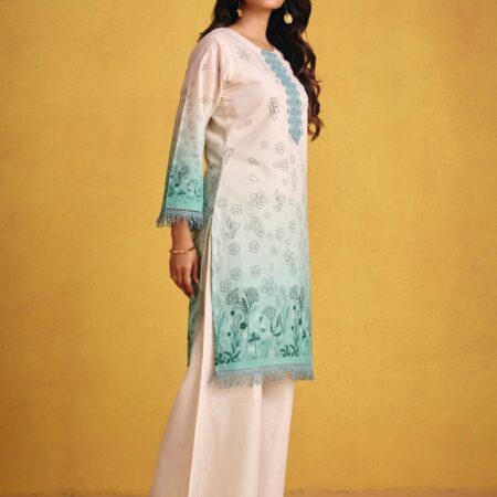 Ombre Sea Green Kurta Set - View 4 | PPAVAKEY Ethnic Wear