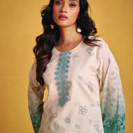 Ombre Sea Green Kurta Set - View 6 | PPAVAKEY Ethnic Wear
