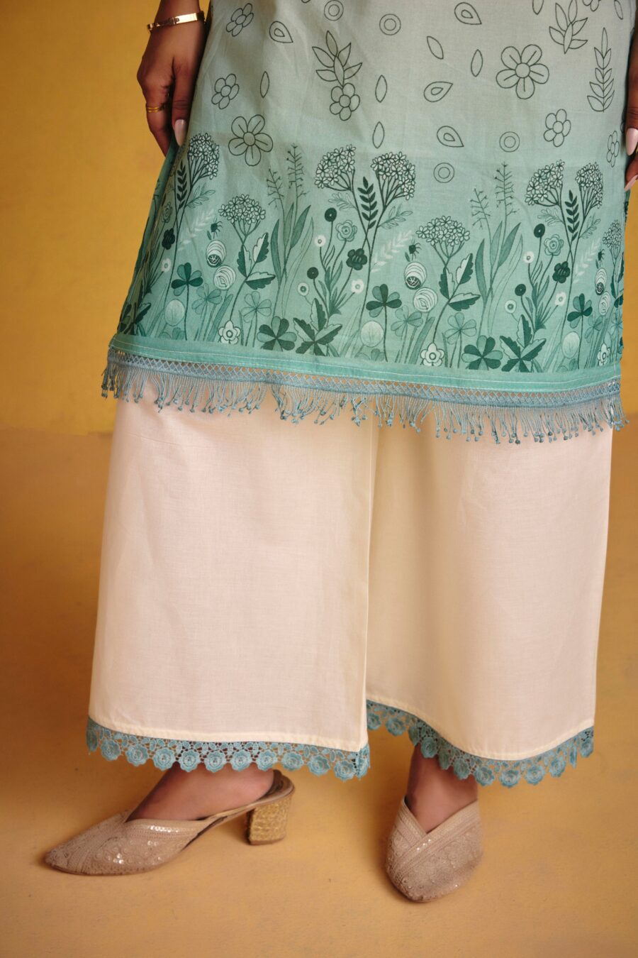 Ombre Sea Green Kurta Set - View 7 | PPAVAKEY Ethnic Wear
