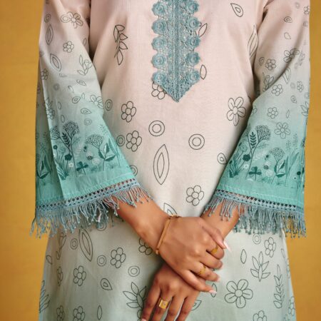 Ombre Sea Green Kurta Set - View 8 | PPAVAKEY Ethnic Wear
