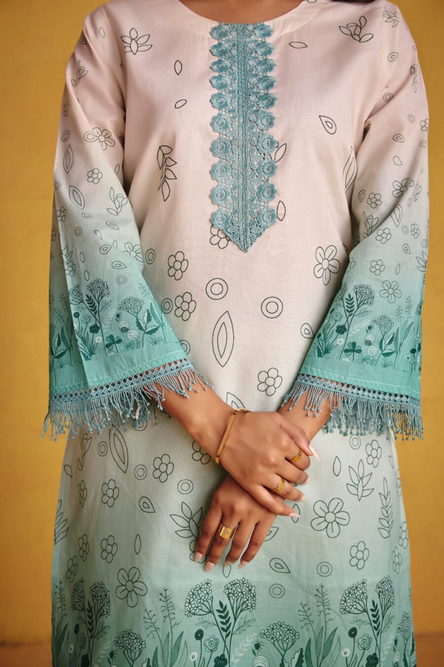 Ombre Sea Green Kurta Set - View 8 | PPAVAKEY Ethnic Wear