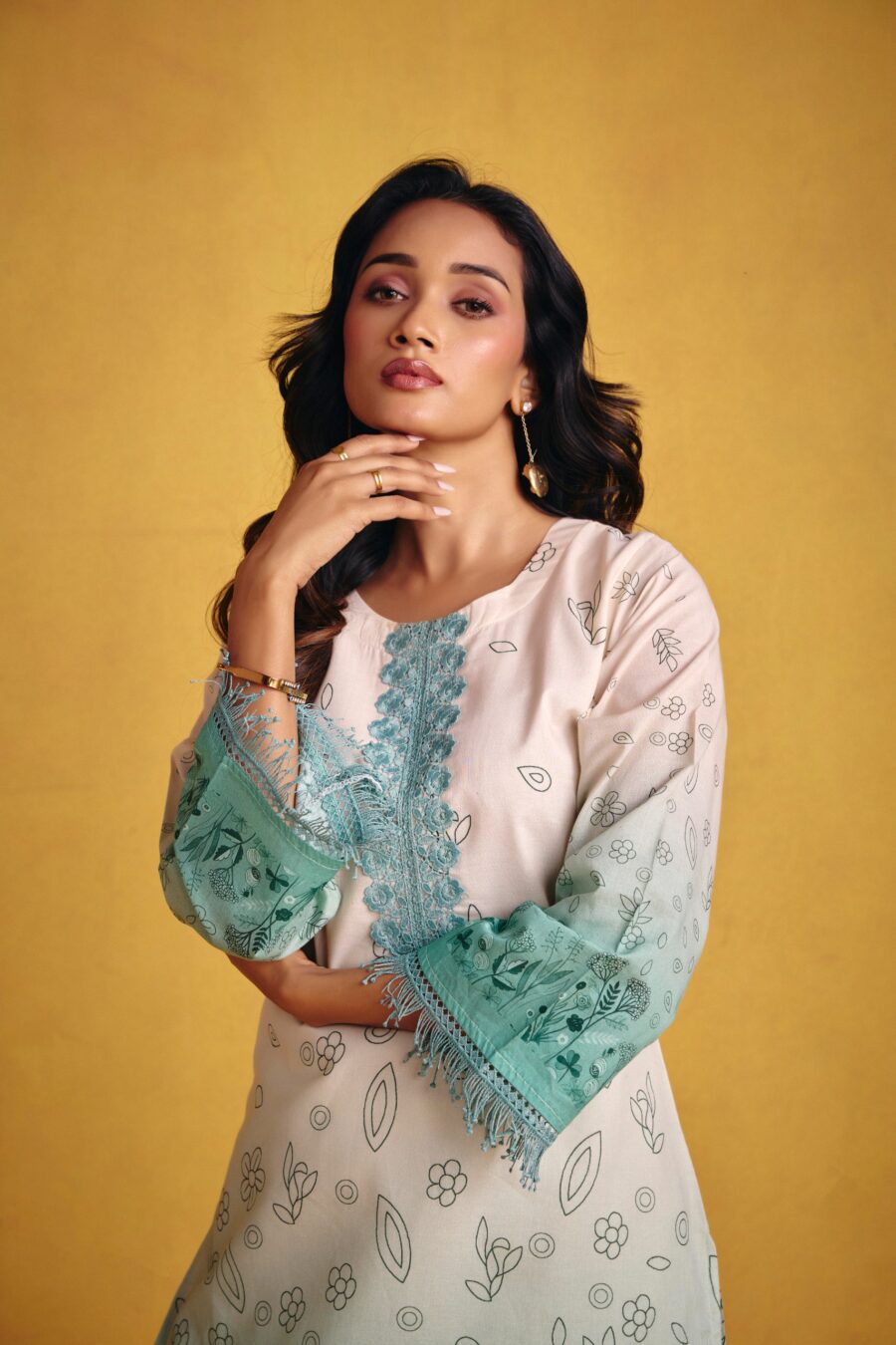 Ombre Sea Green Kurta Set - View 9 | PPAVAKEY Ethnic Wear