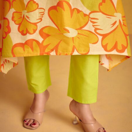 Orange Flower Kurta Set - View 7 | PPAVAKEY Ethnic Wear