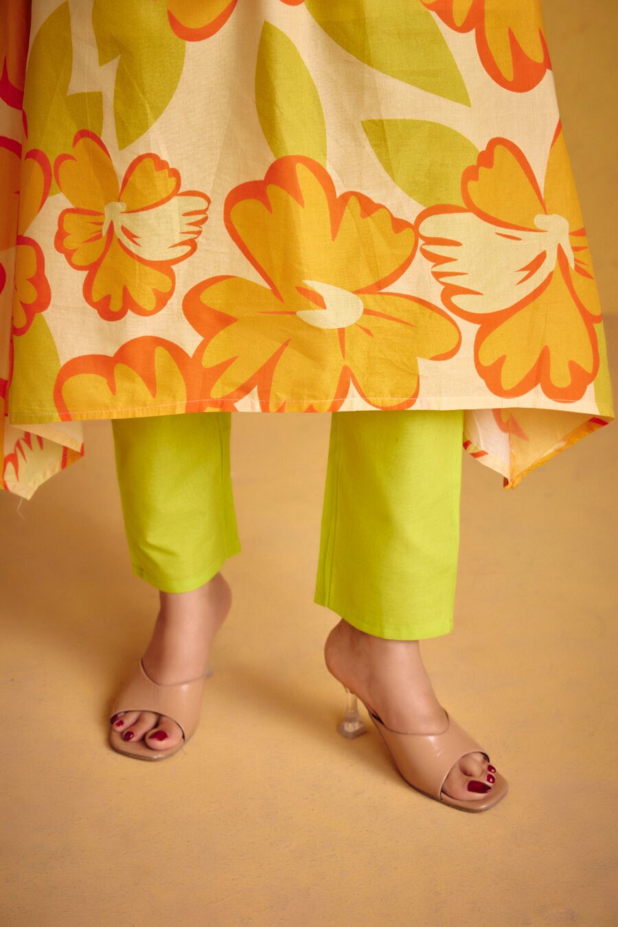 Orange Flower Kurta Set - View 7 | PPAVAKEY Ethnic Wear