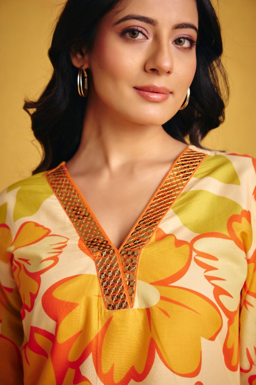 Orange Flower Kurta Set - View 9 | PPAVAKEY Ethnic Wear