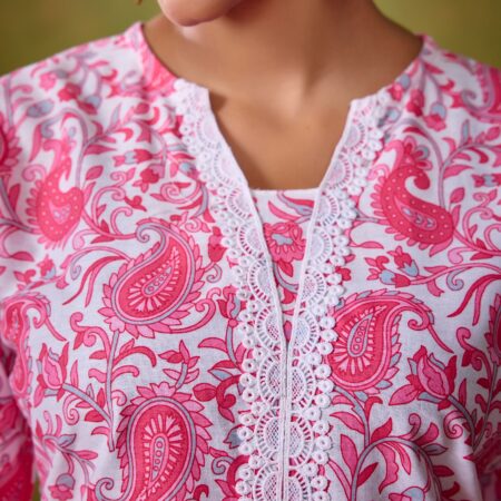 Pink Cotton KathaPrinted Co-ord set