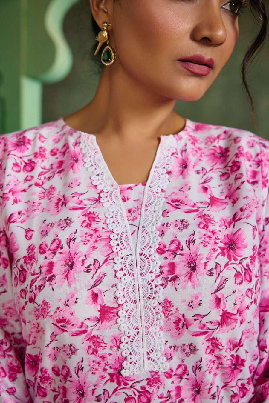 Pink Floral Cotton Printed Co-ord set