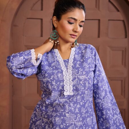 Purple Cotton Printed Co-ord set