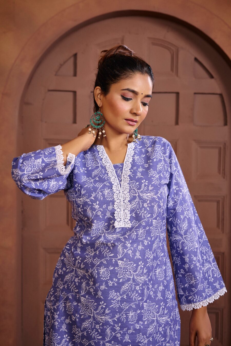 Purple Cotton Printed Co-ord set