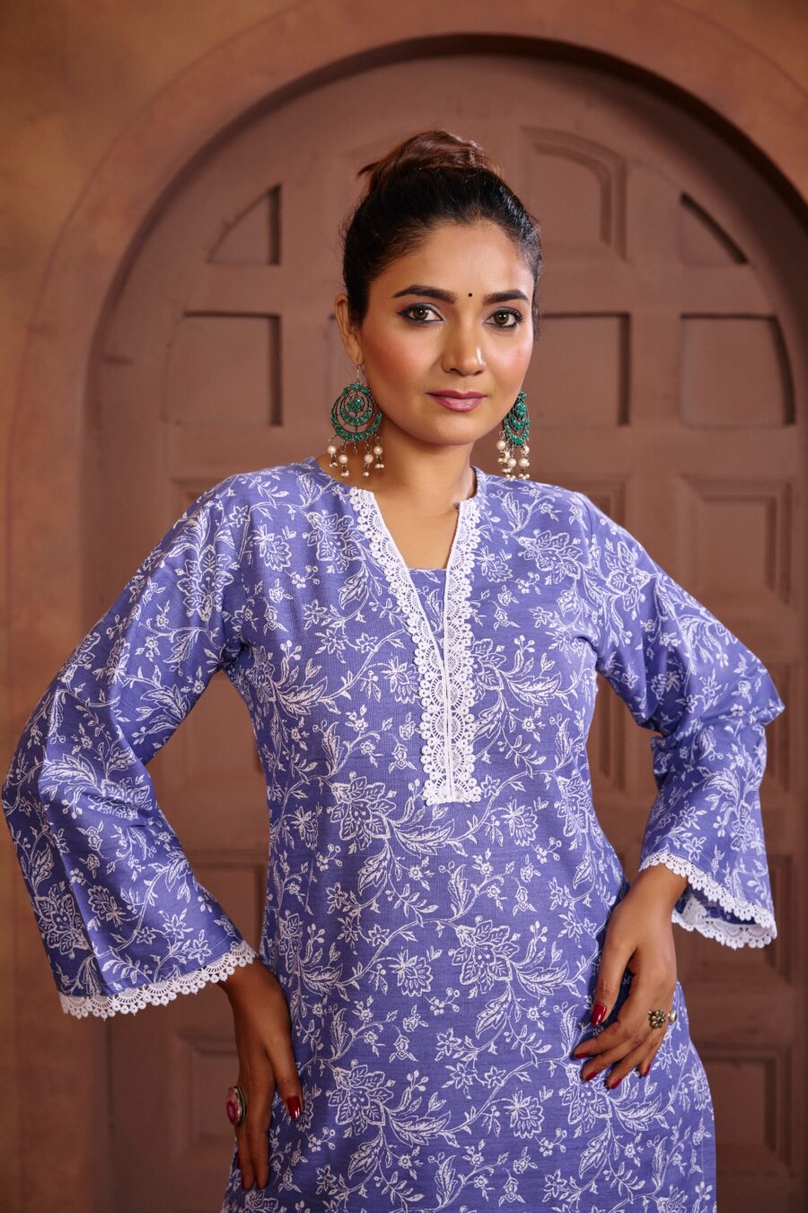 Purple Cotton Printed Co-ord set - View 7 | PPAVAKEY Ethnic Wear