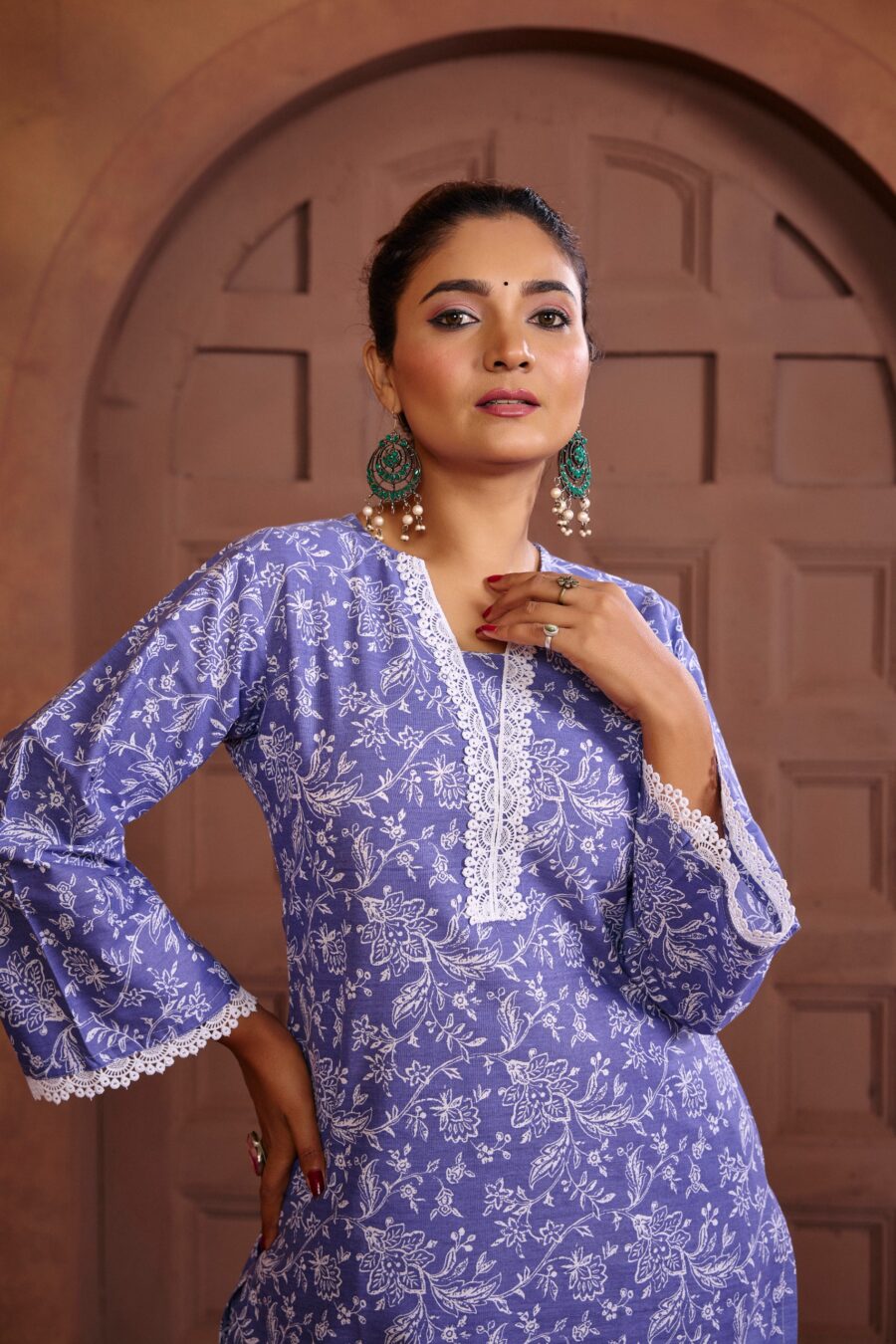 Purple Cotton Printed Co-ord set - View 8 | PPAVAKEY Ethnic Wear