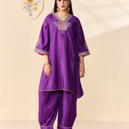 Purple Jariwork Kurti with Salwar