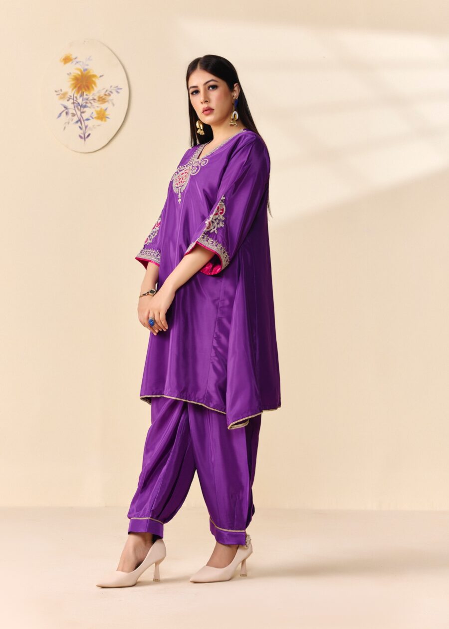 Purple Jariwork Kurti with Salwar - View 2 | PPAVAKEY Ethnic Wear