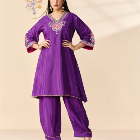 Purple Jariwork Kurti with Salwar - View 3 | PPAVAKEY Ethnic Wear