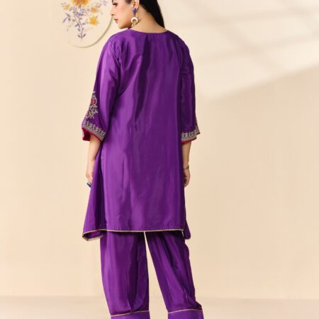 Purple Jariwork Kurti with Salwar - View 4 | PPAVAKEY Ethnic Wear