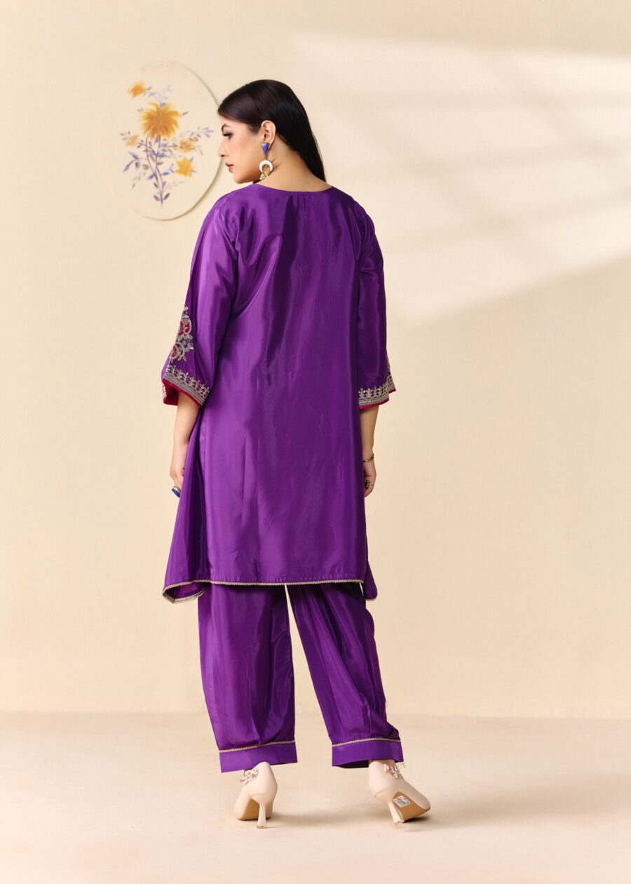 Purple Jariwork Kurti with Salwar - View 4 | PPAVAKEY Ethnic Wear