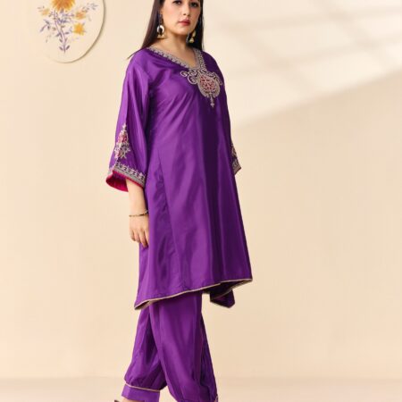 Purple Jariwork Kurti with Salwar - View 5 | PPAVAKEY Ethnic Wear